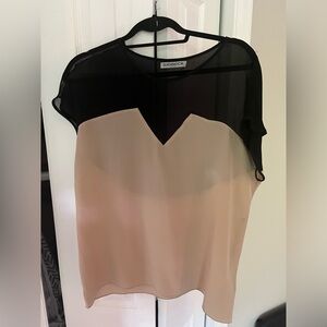 Blush and black silk tee